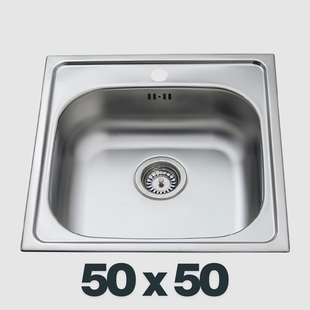spoelbak keuken RVS 50x50 cm – Inclusief Montagepakket – Doe-Het-Zelf – Keuken Wasbak – Eenvoudige Installatie