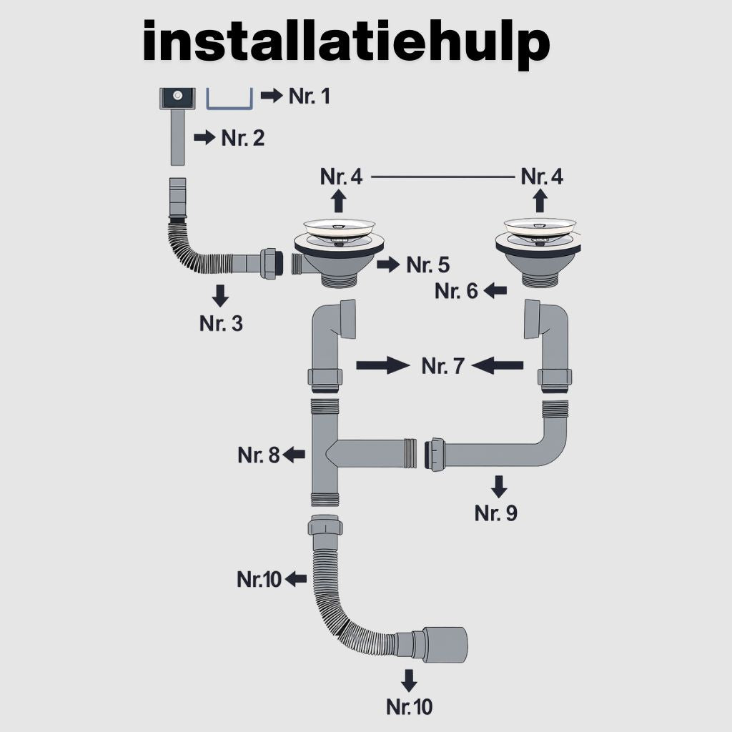 Spoelbak keuken RVS 50 x 100 cm – 1,5 Bak – RVS – Inclusief Montagepakket