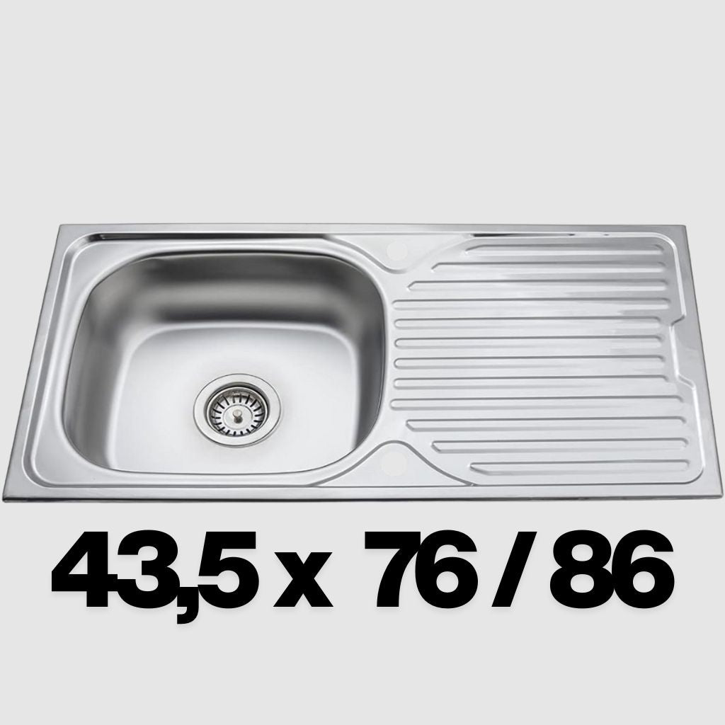 Spoelbak keuken 43,5 x 86 or 76 cm – Met Druiprek – Keuken spoelbak – Links/Rechts Monteerbaar