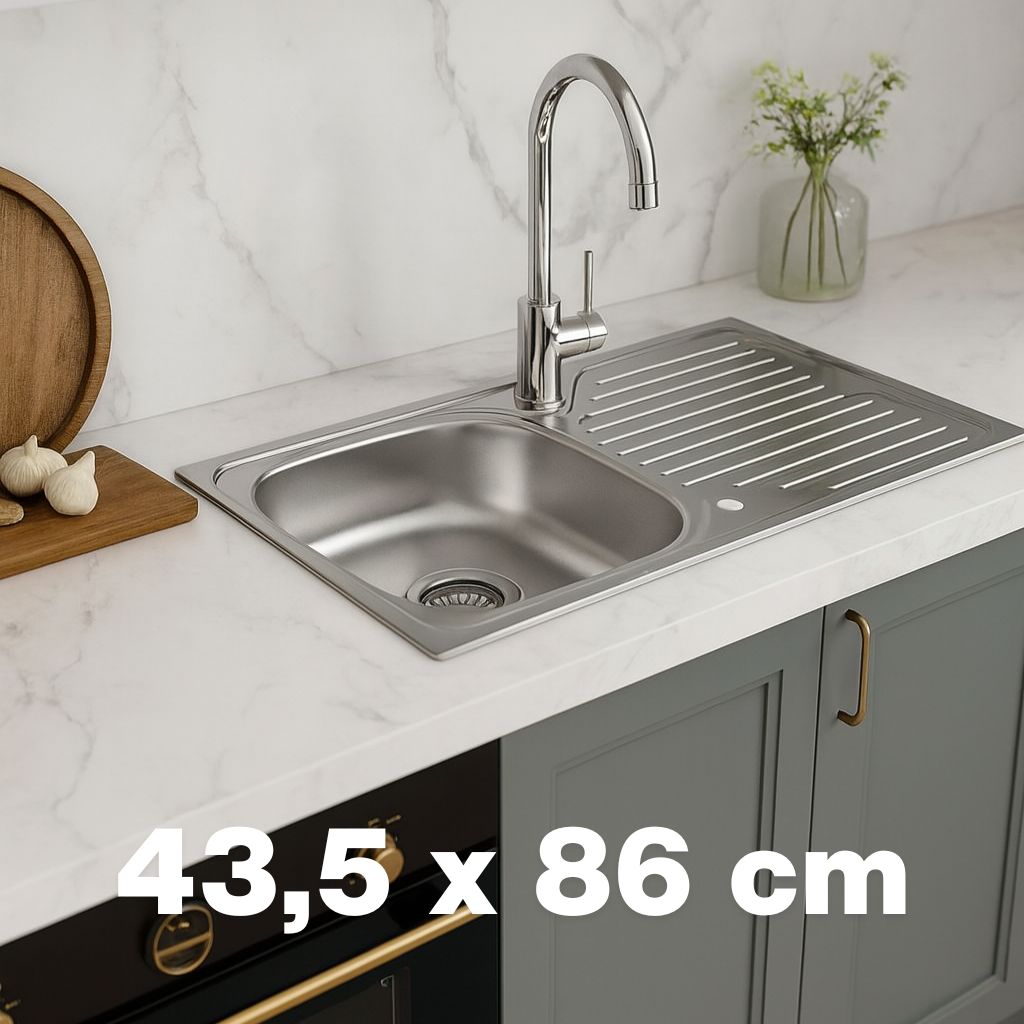 RVS Spoelbak Keuken 86 of 76 x 43,5 cm – Inclusief Montagepakket | SOYSALS®
