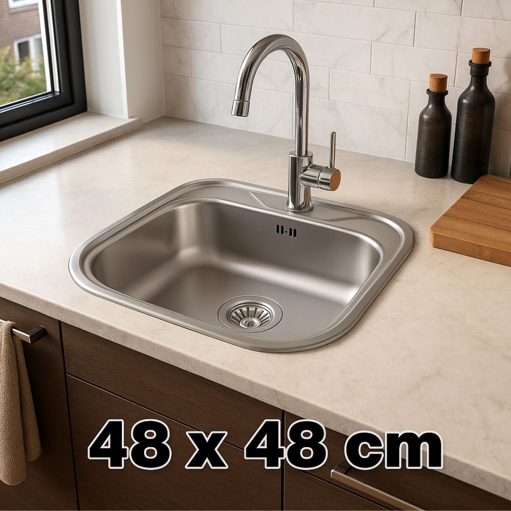 spoelbak keuken 48 x 48 cm – RVS – Inclusief Montagepakket | SOYSALS®