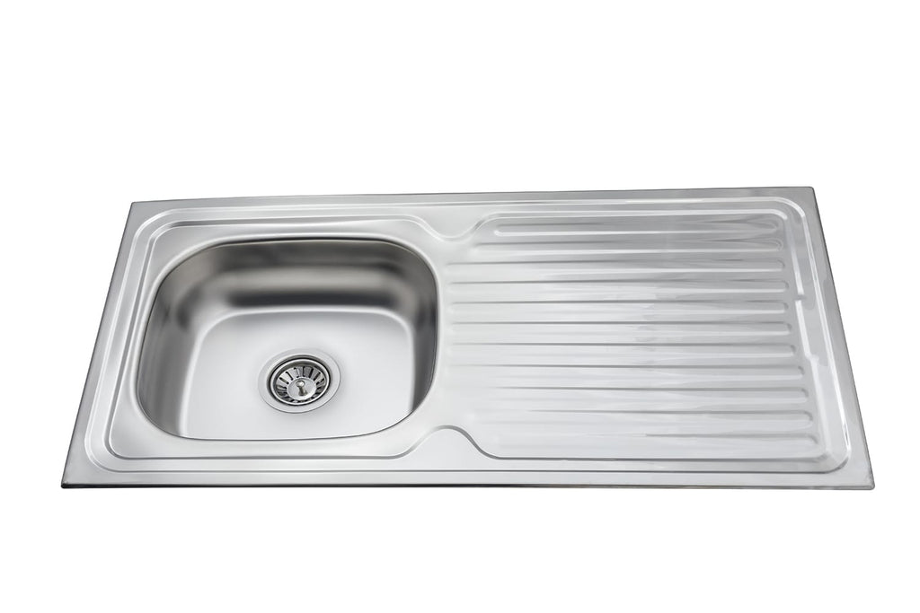 spoelbak keuken RVS 50x100 cm – Inbouw | Opbouw | Inleg – Met Afdruiprek – Complete Montage Set – Doe-Het-Zelf
