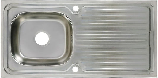 spoelbak keuken RVS 50x100 cm – Inbouw | Opbouw | Inleg – Met Afdruiprek – Complete Montage Set – Doe-Het-Zelf