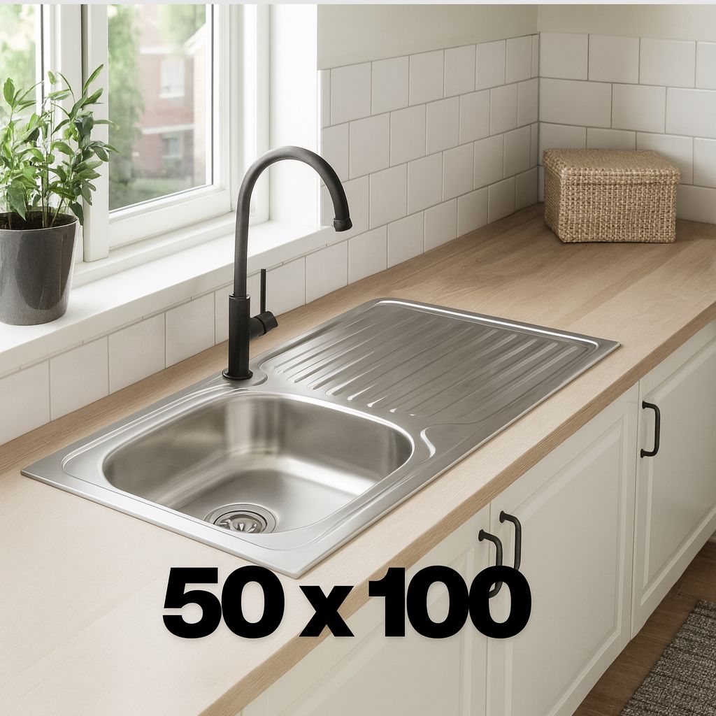 spoelbak keuken 100x50 cm RVS – Inclusief Montagepakket