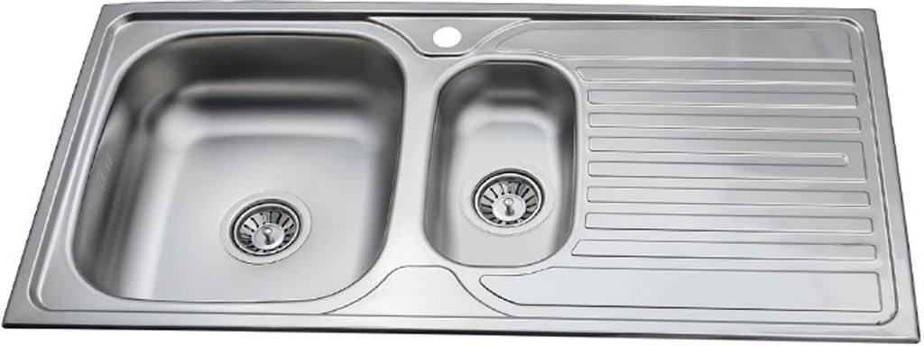 Spoelbak keuken RVS 50x100 cm – 1,5 Bak – Eenvoudige Montage – Inclusief Alle Montage-Accessoires