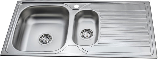 Spoelbak keuken RVS 50x100 cm – 1,5 Bak – Eenvoudige Montage – Inclusief Alle Montage-Accessoires