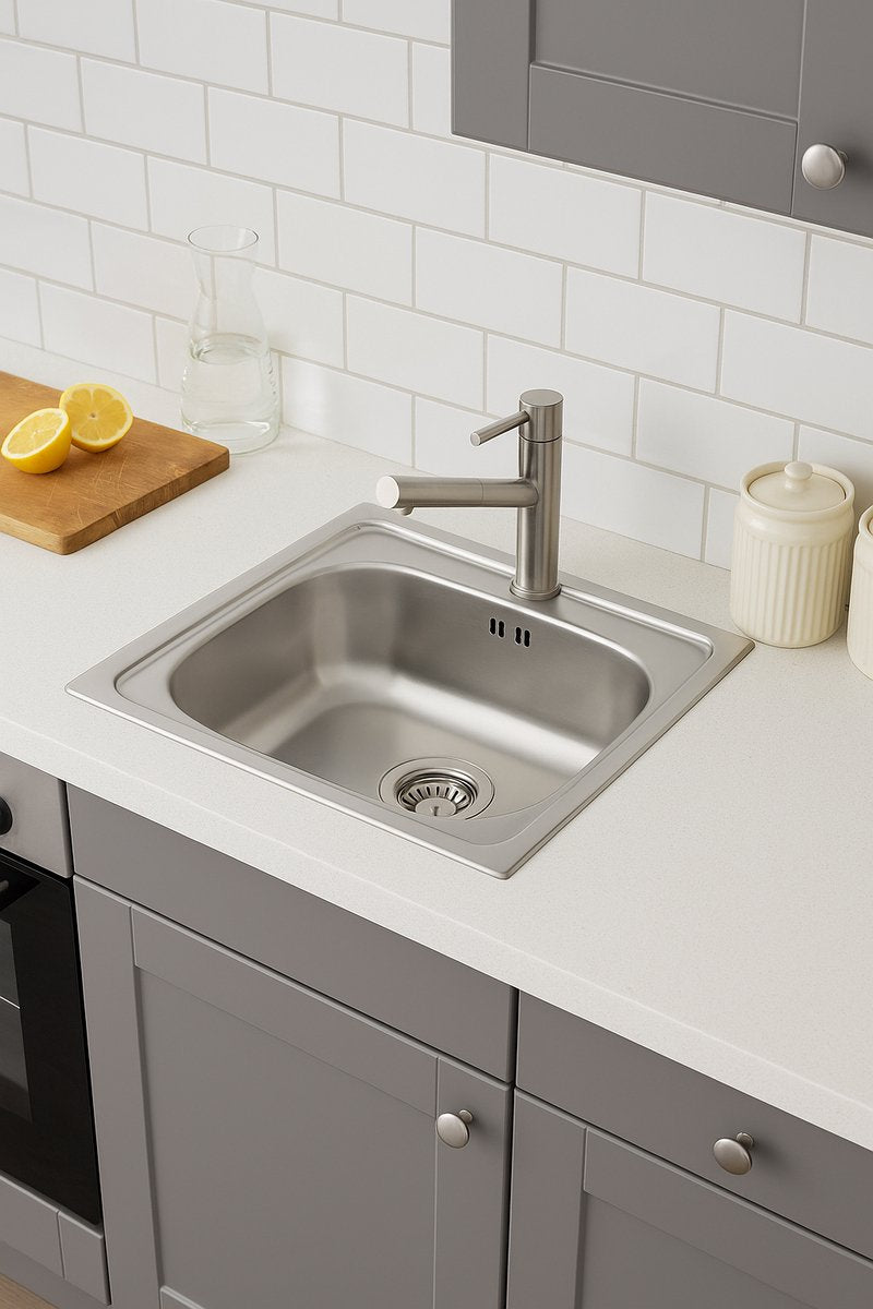 spoelbak keuken RVS 50x50 cm – Inclusief Montagepakket – Doe-Het-Zelf – Keuken Wasbak – Eenvoudige Installatie