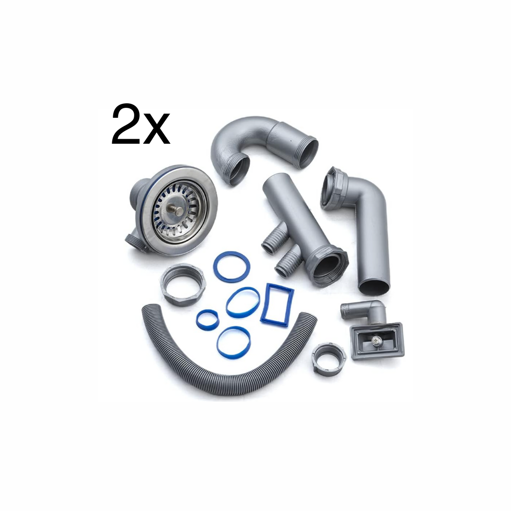 Spoelbak keuken RVS 50x100 cm – 1,5 Bak – Eenvoudige Montage – Inclusief Alle Montage-Accessoires